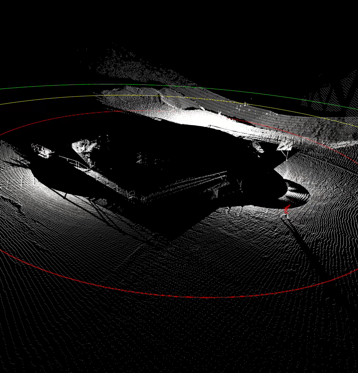 PAS 360-degree LiDAR isometric view showing detection zones